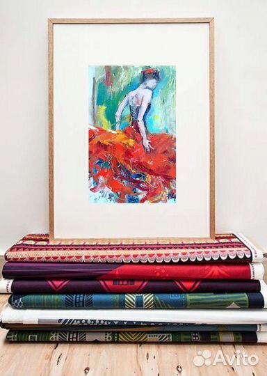 Картина маслом девушка танцовщица балет танец