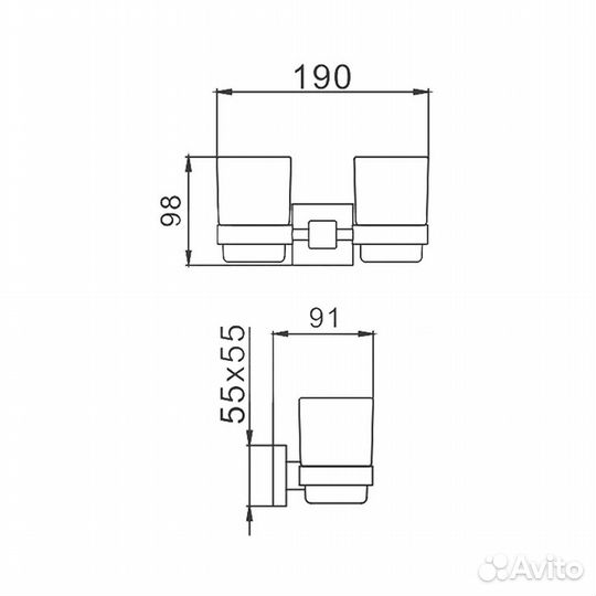 Стакан для ванной комнаты двойной Haiba HB8908