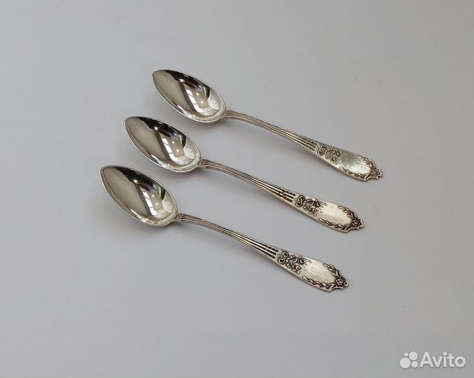 Антикварные Серебряные чайные ложки Рельеф серебро