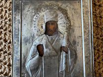 Старинная Икона Иосаф Белгородский в серебре 84 пр