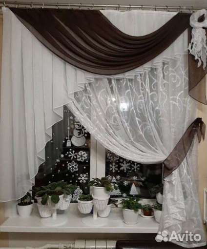 Комплект штор на кухню, новый