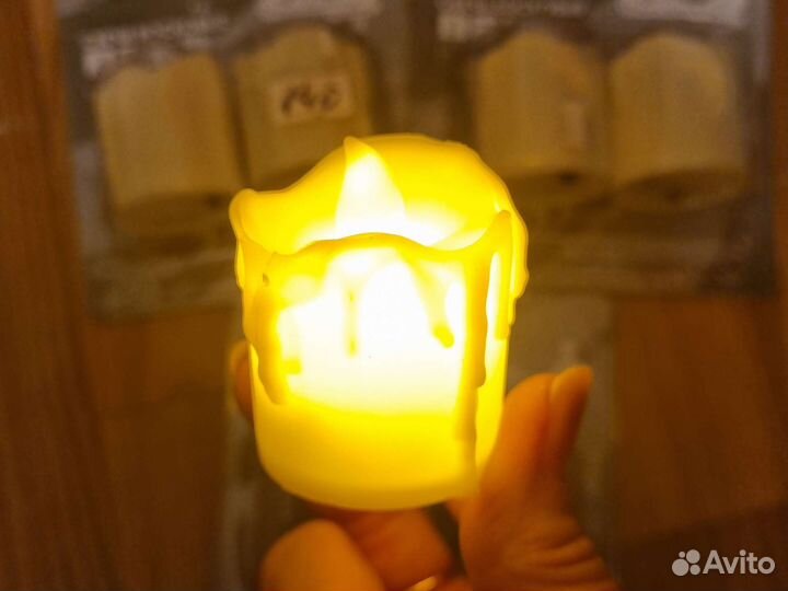 Свеча чайная на батарейках и восковая