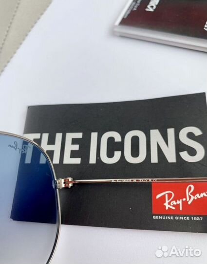 Очки Ray ban aviator авиаторы голубые