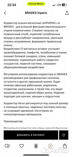 Корректор осанки магнитный, талия 94-122 см