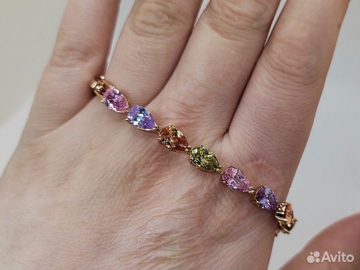 Браслет с самоцветами, покрытие золото