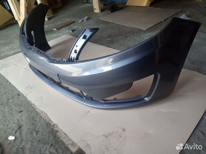 Бампер передний Киа Рио 2011-2015 серый металлик