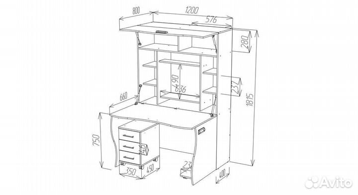Стол компьютерный трансформер ск-50