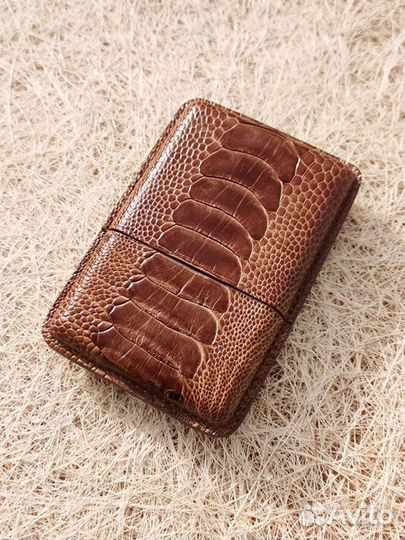 Портсигар из кожи крокодила, змеи, ската, питона