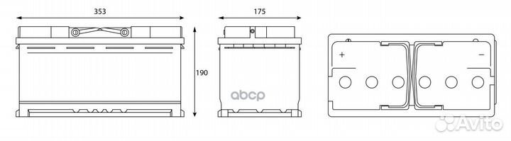 Аккумулятор Sputnik 100 Ah, 820 A, 353x175x190