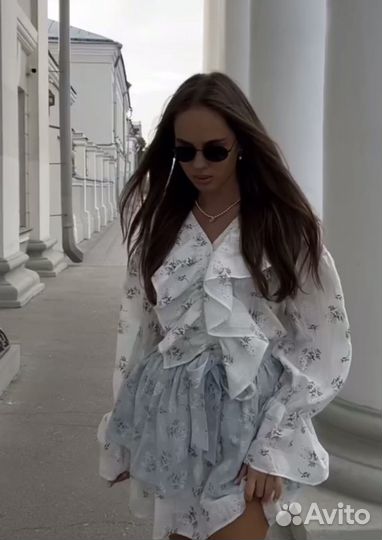 Хлопковый комплект с блузой и юбкой Asel atelier