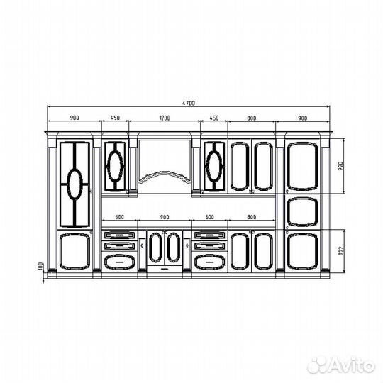 Кухня Афина 25 (4,7 м) крем/фиолетовая патина