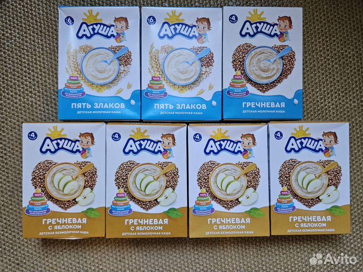Детская каша Агуша молочная и безм. гречневая злак