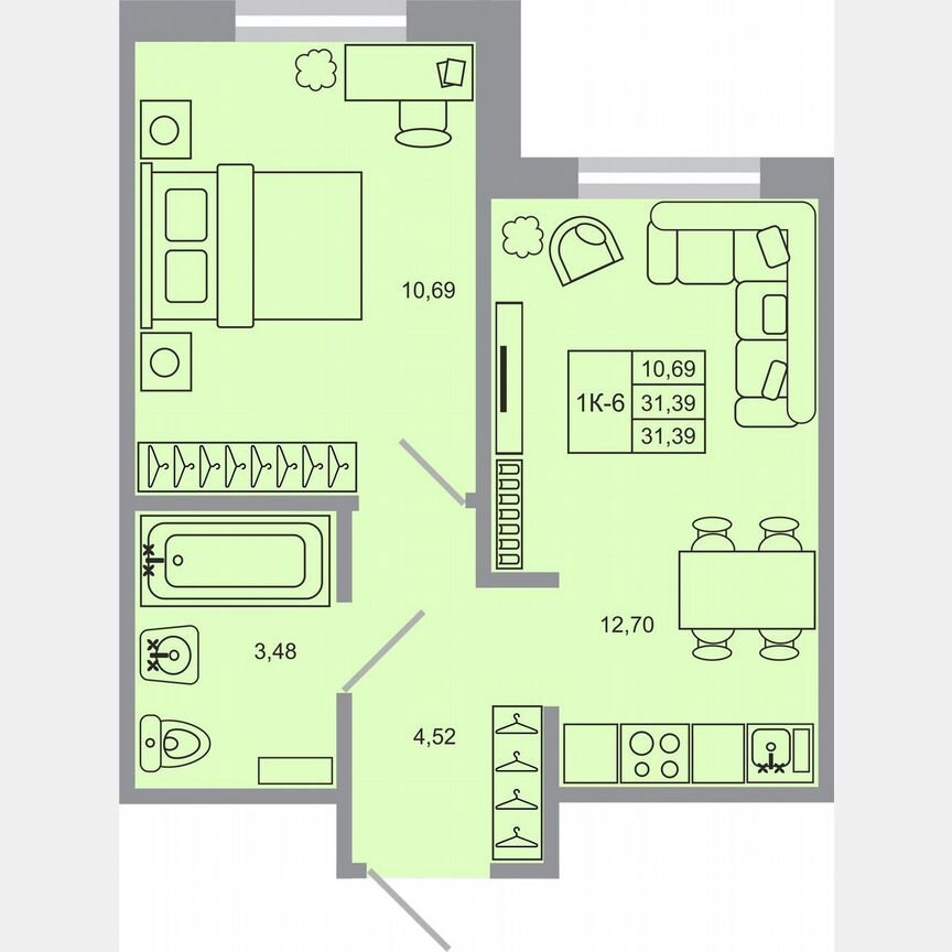 1-к. квартира, 31,4 м², 5/17 эт.