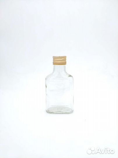 Бутылка стеклянная Фляжка с крышкой, 0.1л