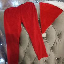 Новогодние штаны и шапочка для костюма деда Мороза