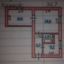 2-к. квартира, 34,7 м², 1/4 эт., Душанбе