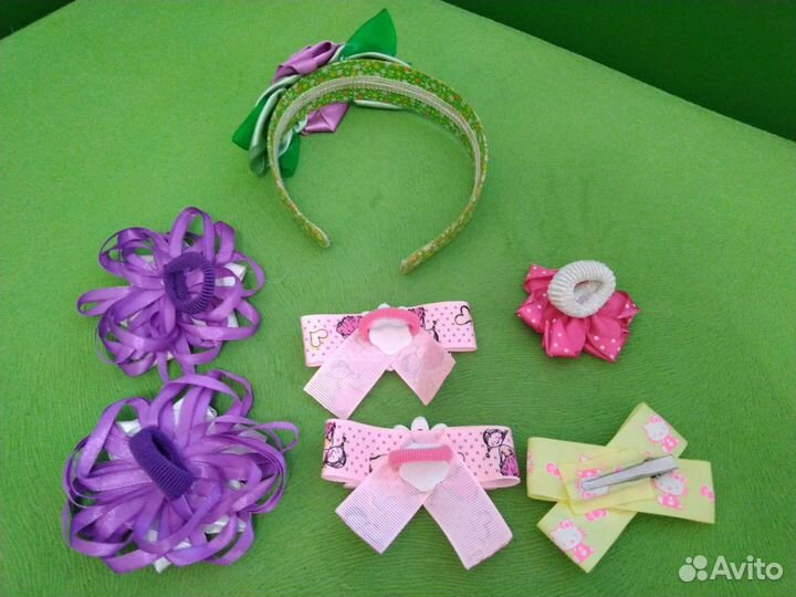 Заколка ободок резинки из лент для волос