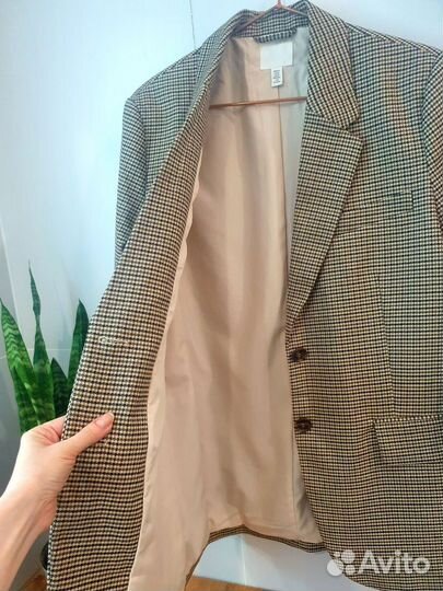 Пиджак hm жакет 42 44 оверсайз гусиная лапка