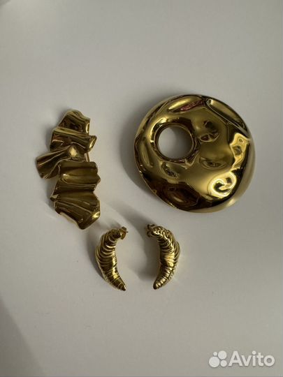 Серьги круассаны и броши