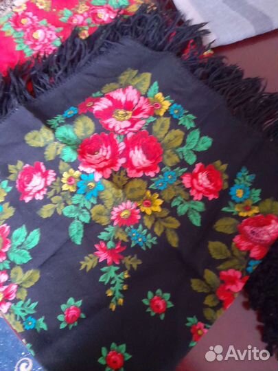 Павловопосадский платок шерсть бу