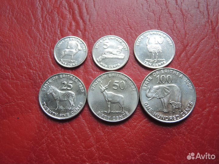 Набор монет Эритрея Африка 1991 г. экзотика