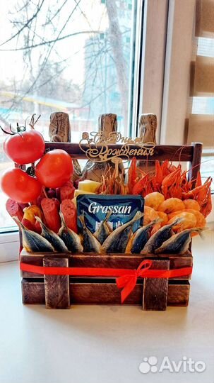 Мужской букет с сыром и колбасками