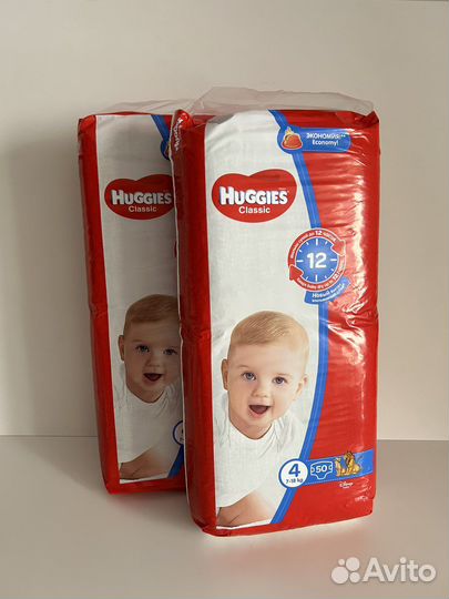 Подгузники huggies classic 4 3 упаковки по 50 шт