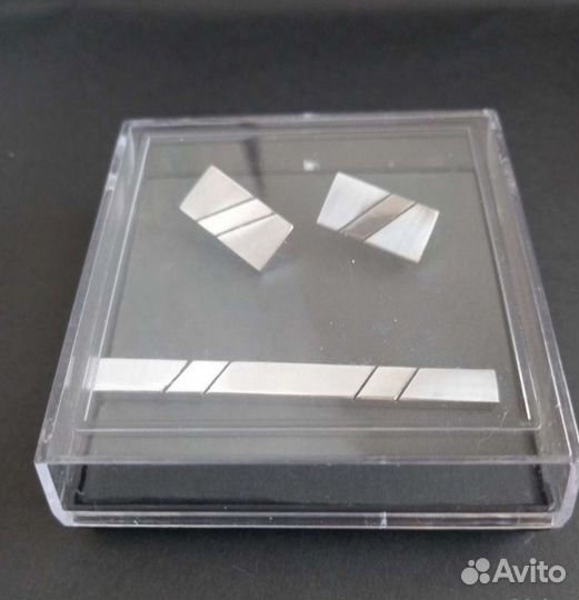 Комплект запонки и зажим для галстука