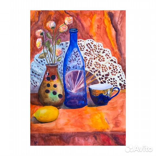 Картина «Натюрморт с лимоном», акварель 30*40