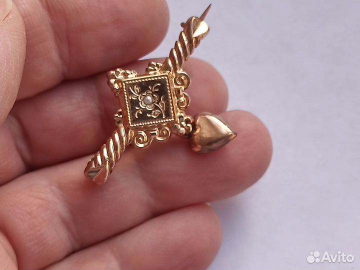 Золото-дубле брошка антикварная 19 век