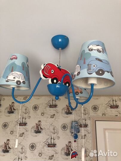 Люстра и бра с машинами Детская