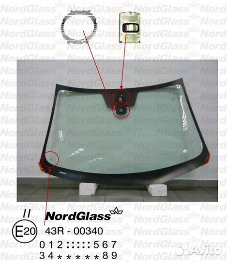 Ветровые стекла renault koleos I 5RGR, шт 08/01-16/01 nordglass 7277agsmvw