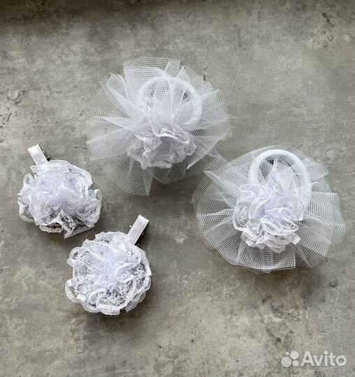 Резинки бантики белые заколки ручная работа