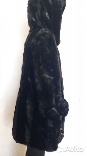 Шуба норковая с капюшоном 44 46 черная