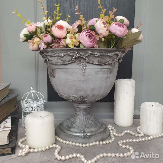 Цветочный горшок, вазон, кашпо 3л серый