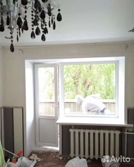 Окно под ключ (выход на балкон Г-образный)