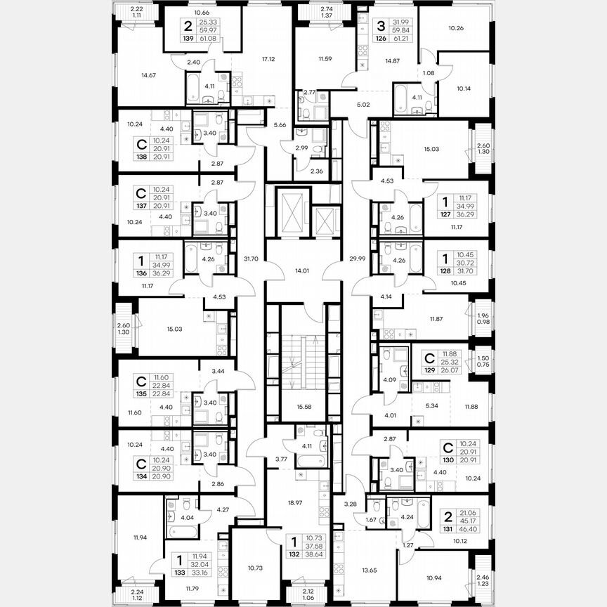 2-к. квартира, 46,4 м², 10/12 эт.