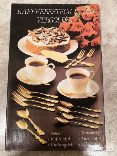 Набор столовых приборов (kaffebesteck vergoldet)