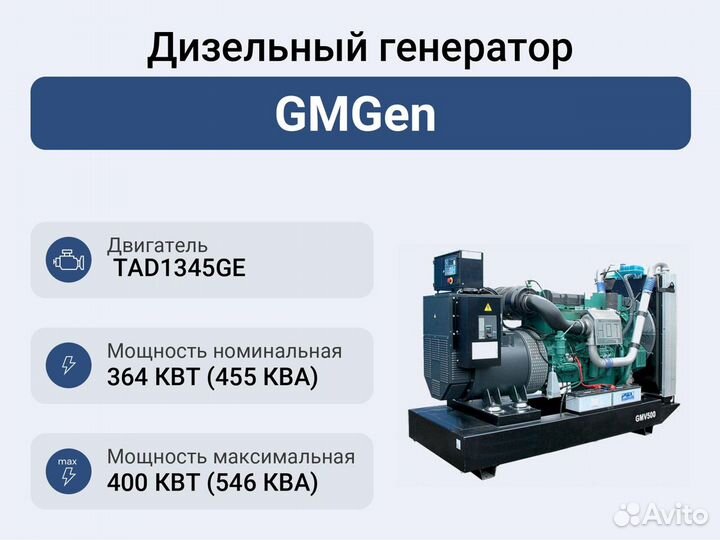 Дизельный генератор 364 кВт GMGen