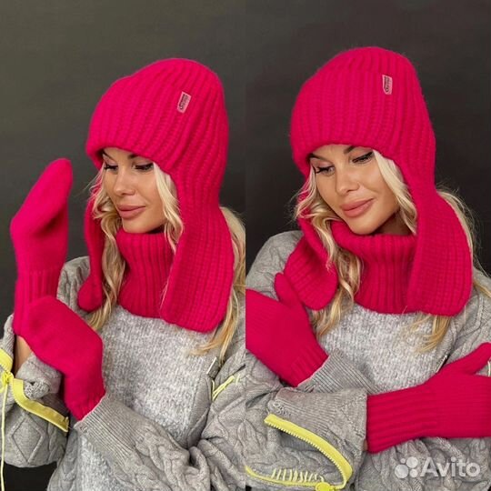 Комплект шапка, снуд и варежки