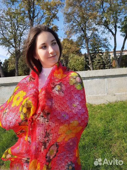 Шарф вязаный ажурный Ангора