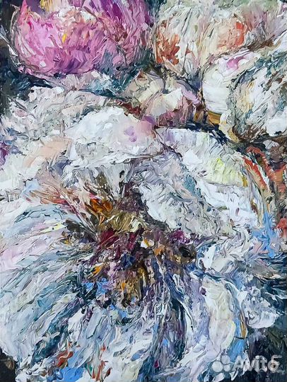 Картина маслом. Пионы