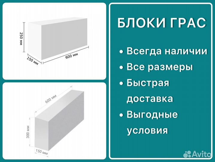 Газобетонные блоки Грас, с доставкой. Все размеры