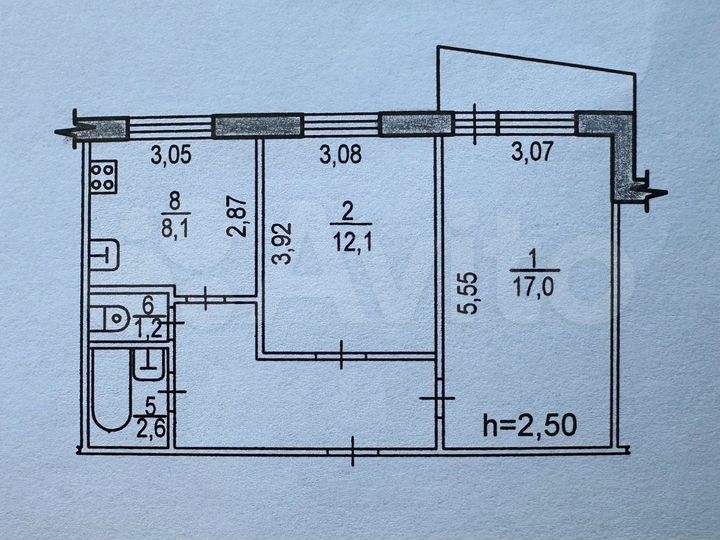 2-к. квартира, 49,7 м², 4/9 эт.