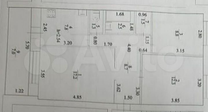 3-к. квартира, 60 м², 2/5 эт.