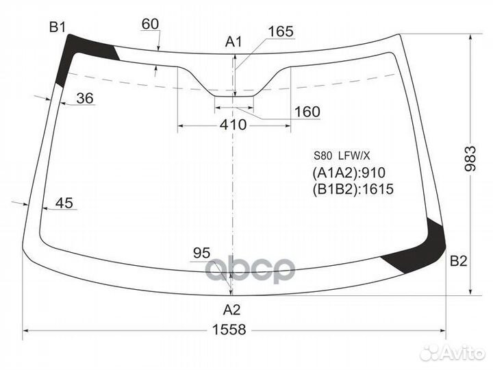 Стекло лобовое volvo S80 98-06 S80 LFW/X XYG