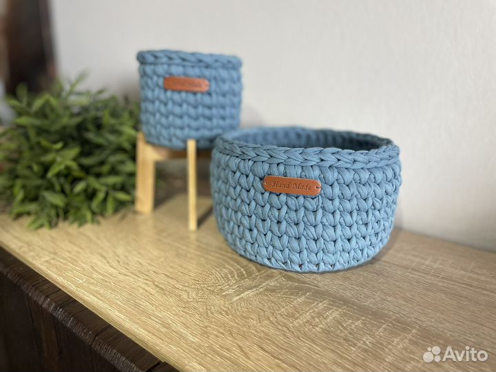 Корзина из трикотажной пряжи