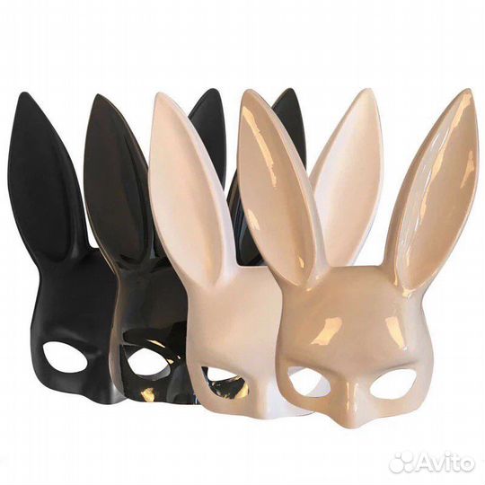 Маска зайца (кролика) черная глянцевая
