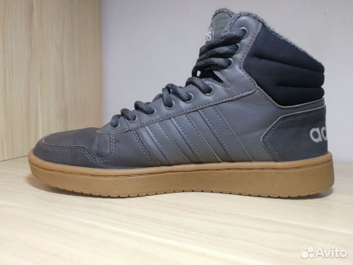 Adidas hoops 2.0 mid Grey утеплённые