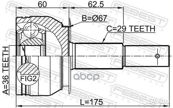 ШРУС наружный 36X67X29 nissan pathfinder 05- 02